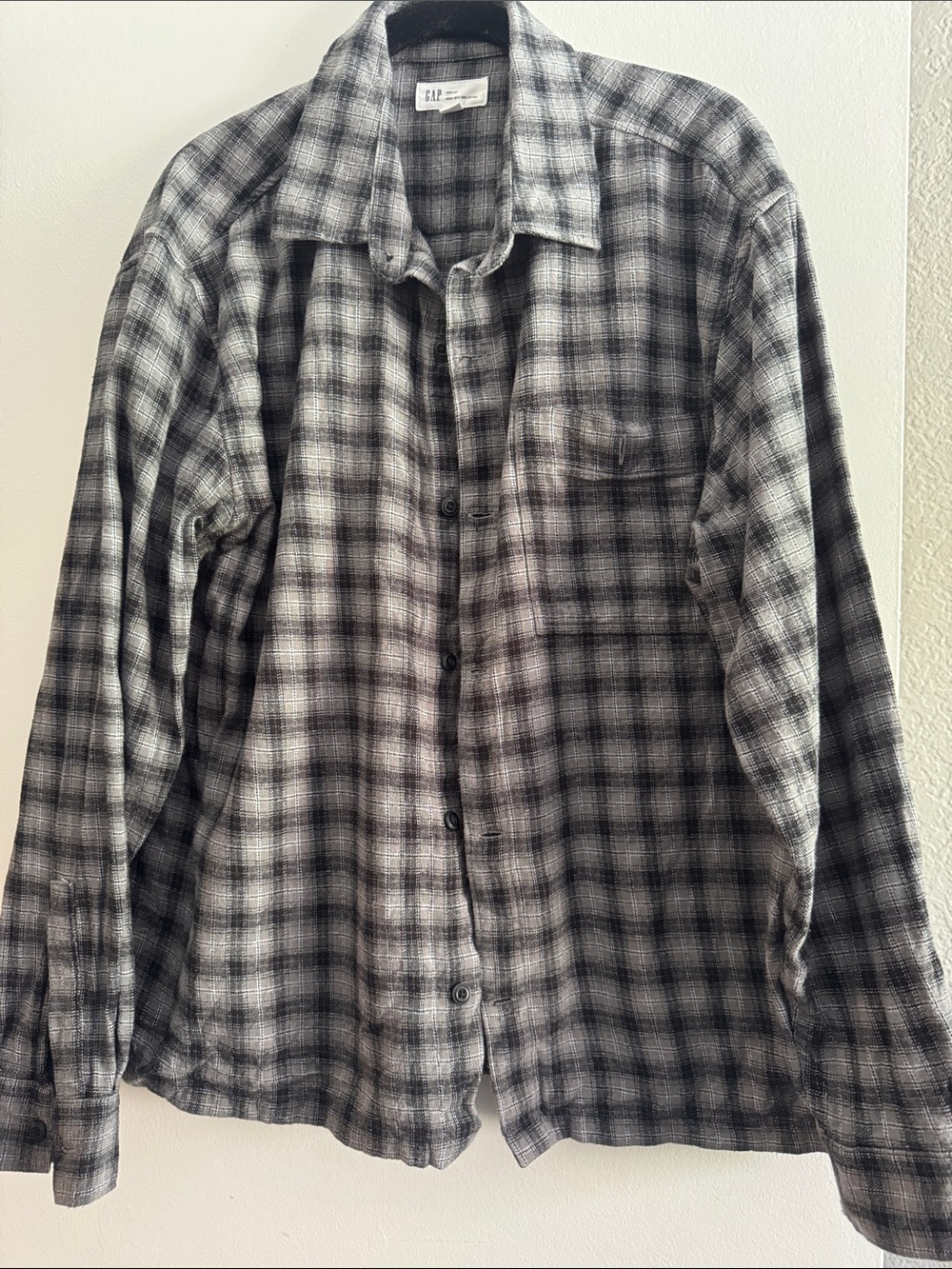 GAP Gray & Black Plaid Flannel Shirt